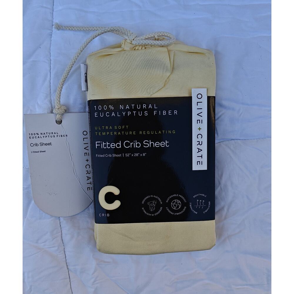 OliveCrate Organic-Feel Eucalyptus Crib Sheet Baby/Toddler Cooling, Gentle - Picture 3 of 8